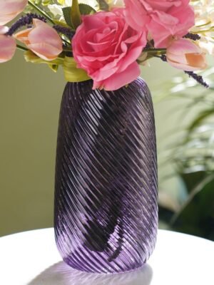 Purple Swirl Textured Glass Vase - Medium