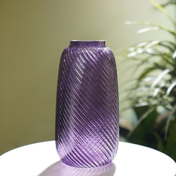 Purple Swirl Textured Glass Vase - Medium