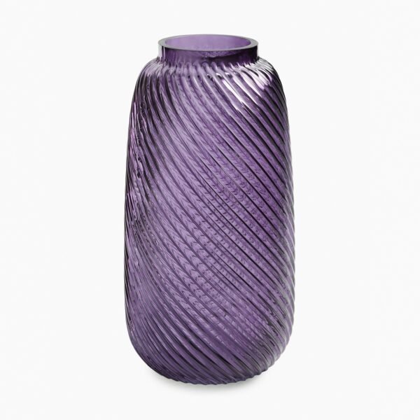 Purple Swirl Textured Glass Vase - Medium