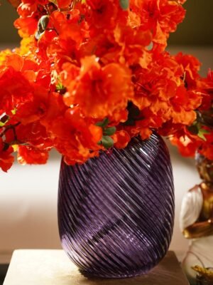 Purple Swirl Textured Glass Vase - Small