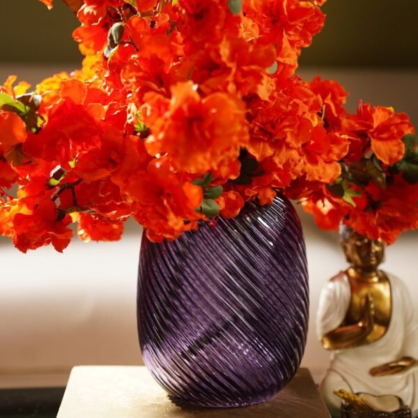 Purple Swirl Textured Glass Vase - Small