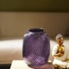 Purple Swirl Textured Glass Vase - Small