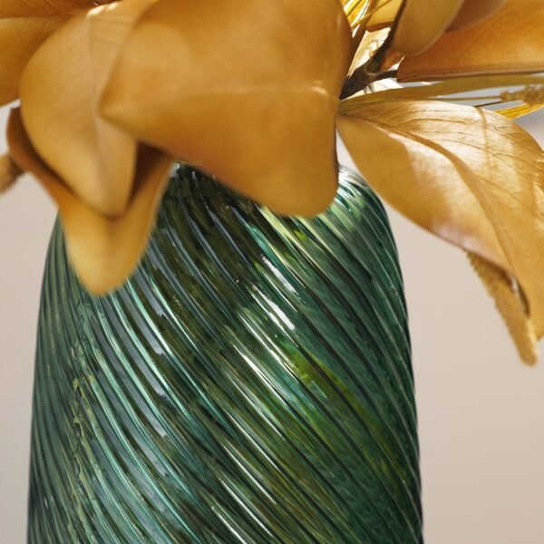 Green Swirl Textured Glass Vase - Medium