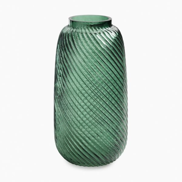 Green Swirl Textured Glass Vase - Medium
