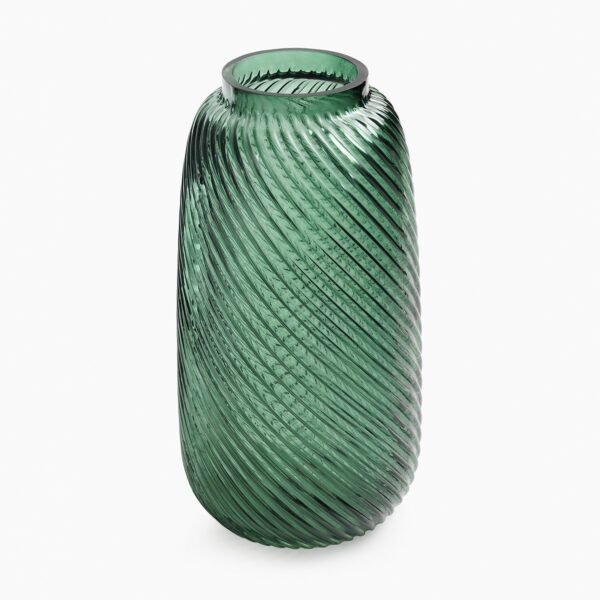 Green Swirl Textured Glass Vase - Medium