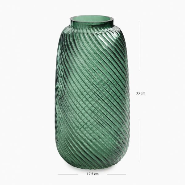 Green Swirl Textured Glass Vase - Medium