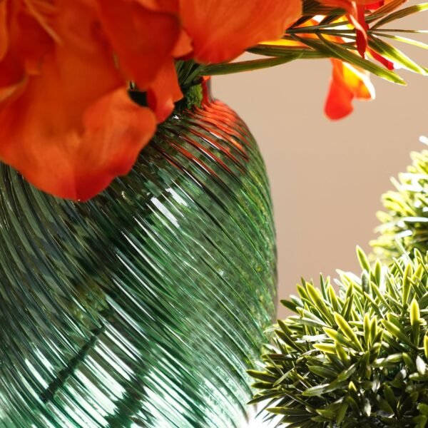 Green Swirl Textured Glass Vase - Small