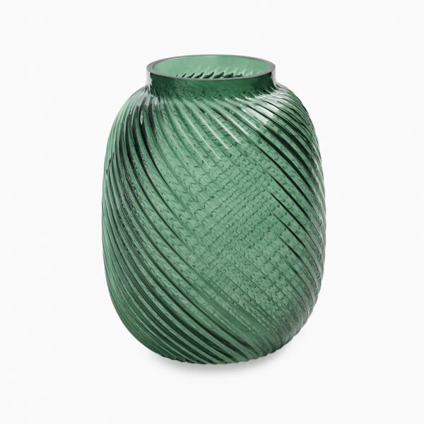 Green Swirl Textured Glass Vase - Small