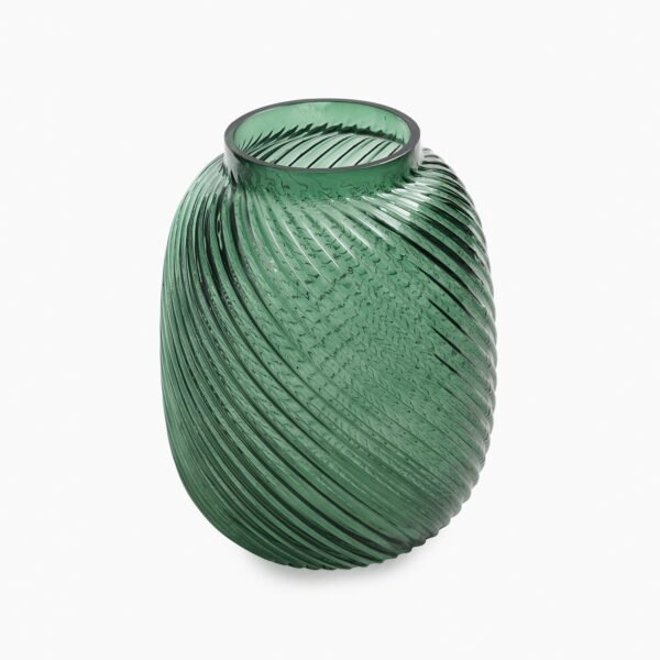 Green Swirl Textured Glass Vase - Small