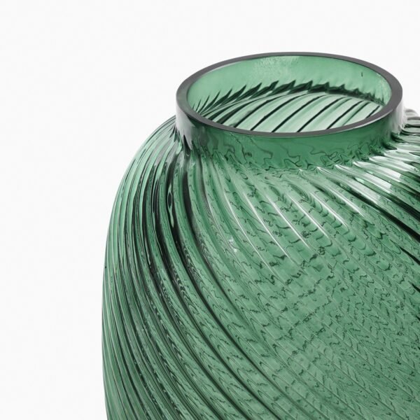 Green Swirl Textured Glass Vase - Small