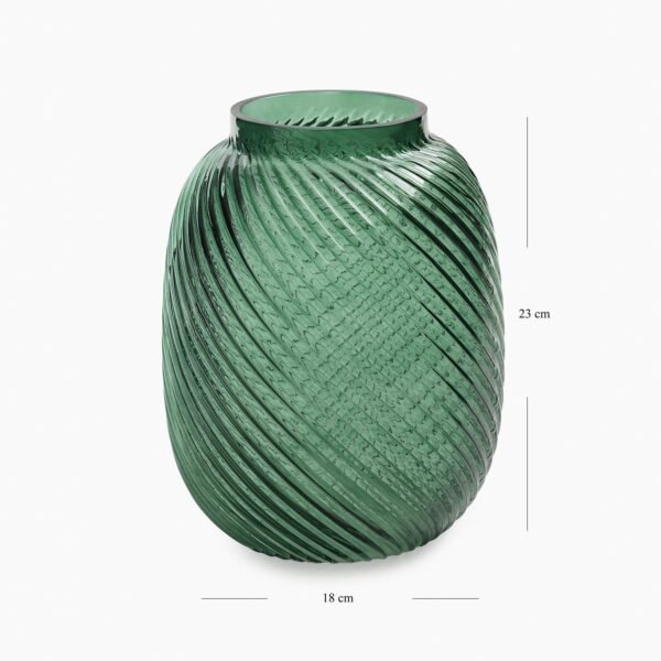 Green Swirl Textured Glass Vase - Small