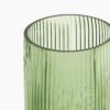 Green Ribbed Straight Glass Vase - Small