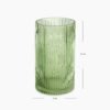 Green Ribbed Straight Glass Vase - Small