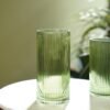 8907895133924_2.jpg Green Ribbed Straight Glass Vase - Medium