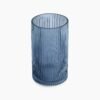 Blue Ribbed Straight Glass Vase - Small