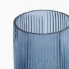 Blue Ribbed Straight Glass Vase - Small