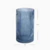 Blue Ribbed Straight Glass Vase - Small