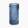 Blue Ribbed Straight Glass Vase - Medium
