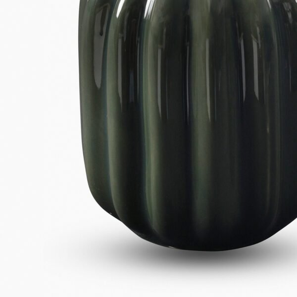 8907895135782_5.jpg Dark Green Ribbed Tall Ceramic Vase - Small