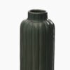 Dark Green Ribbed Tall Linear Ceramic Vase