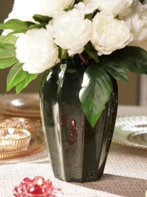 Dark Green Glazed Ceramic Vase - Small