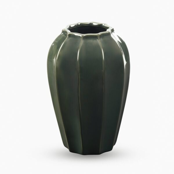 Dark Green Glazed Ceramic Vase - Small