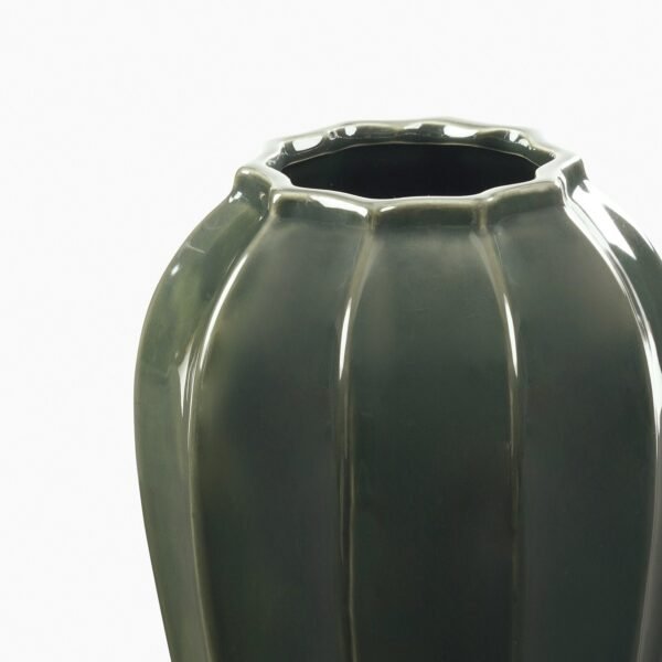 Dark Green Glazed Ceramic Vase - Small