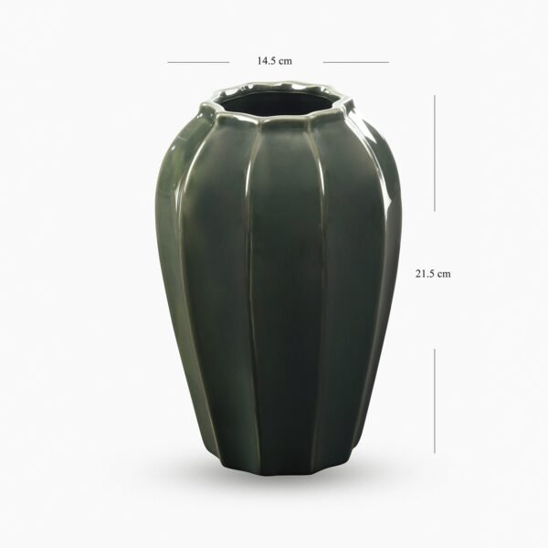 Dark Green Glazed Ceramic Vase - Small