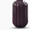 Dark Purple Ribbed Tall Ceramic Vase - Large