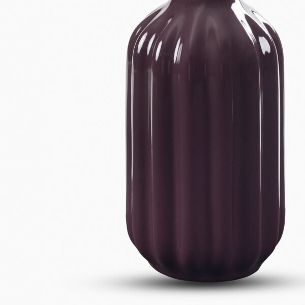 Dark Purple Ribbed Tall Ceramic Vase - Large