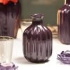 8907895135843_1.jpg Dark Purple Ribbed Tall Ceramic Vase - Small