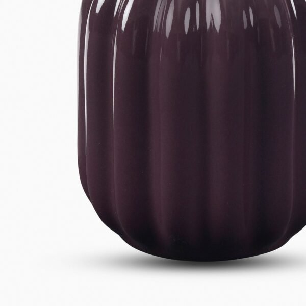 8907895135843_5.jpg Dark Purple Ribbed Tall Ceramic Vase - Small
