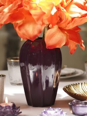 Dark Purple Glazed Ceramic Vase - Small