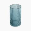 Teal Ribbed Straight Glass Vase - Small