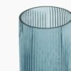 Teal Ribbed Straight Glass Vase - Small