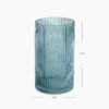 Teal Ribbed Straight Glass Vase - Small