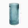 Teal Ribbed Straight Glass Vase - Medium