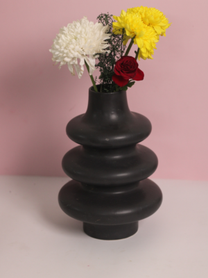 Black Moulded Vase - Large
